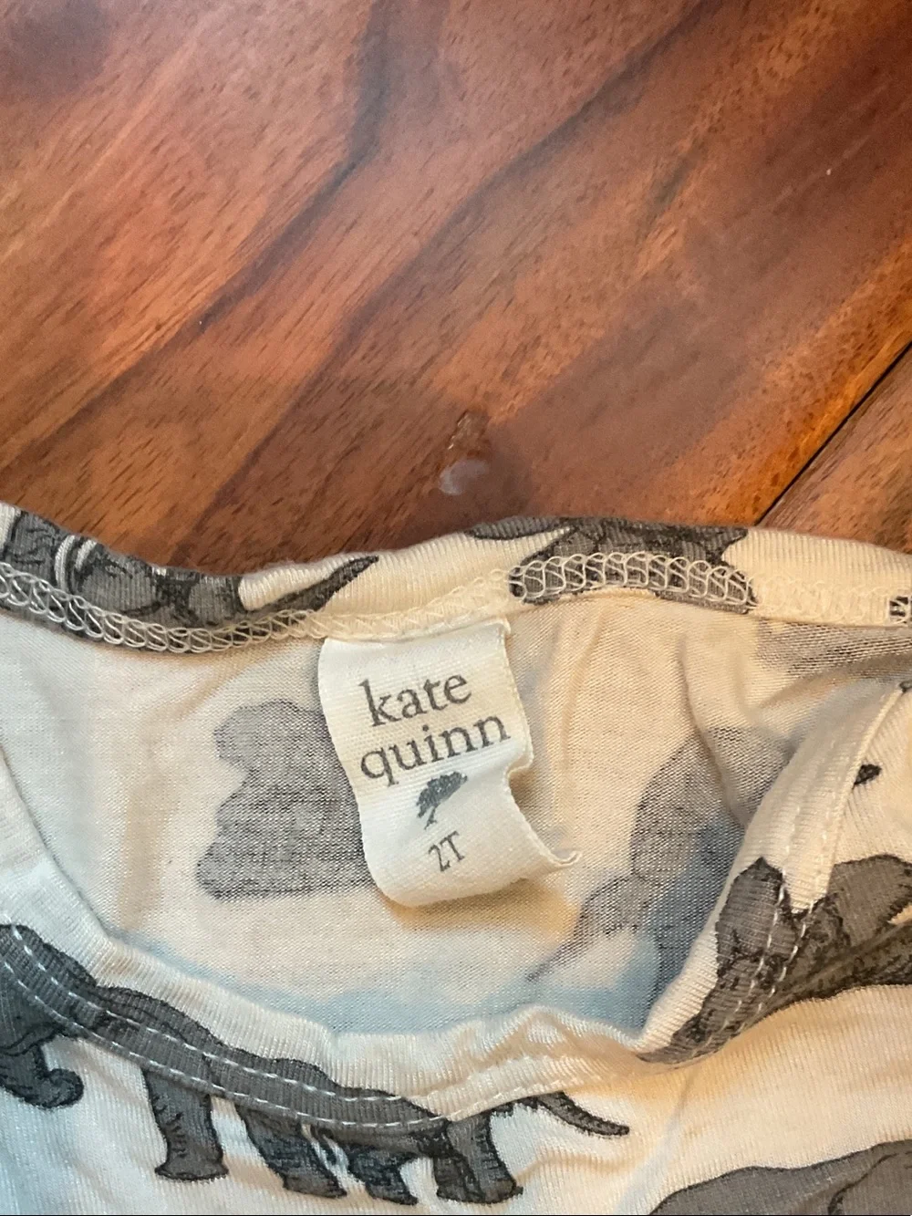 kate quinn Cream and Gray Elephant Print Short Sleeve Romper